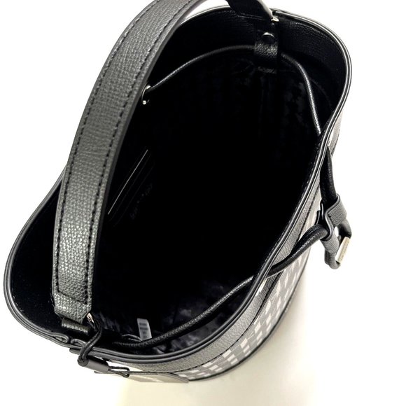 Karl Lagerfeld Paris Adele Logo Monogram Bucket Bag Black Gray Crossbody NWT - Picture 10 of 12